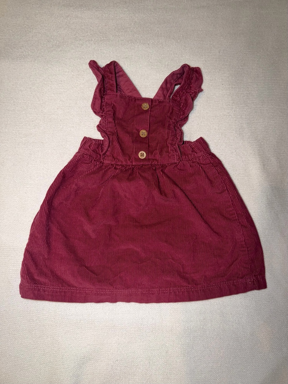 Carter's Burgundy Corduroy Pinafore Dress with Ruffled Straps